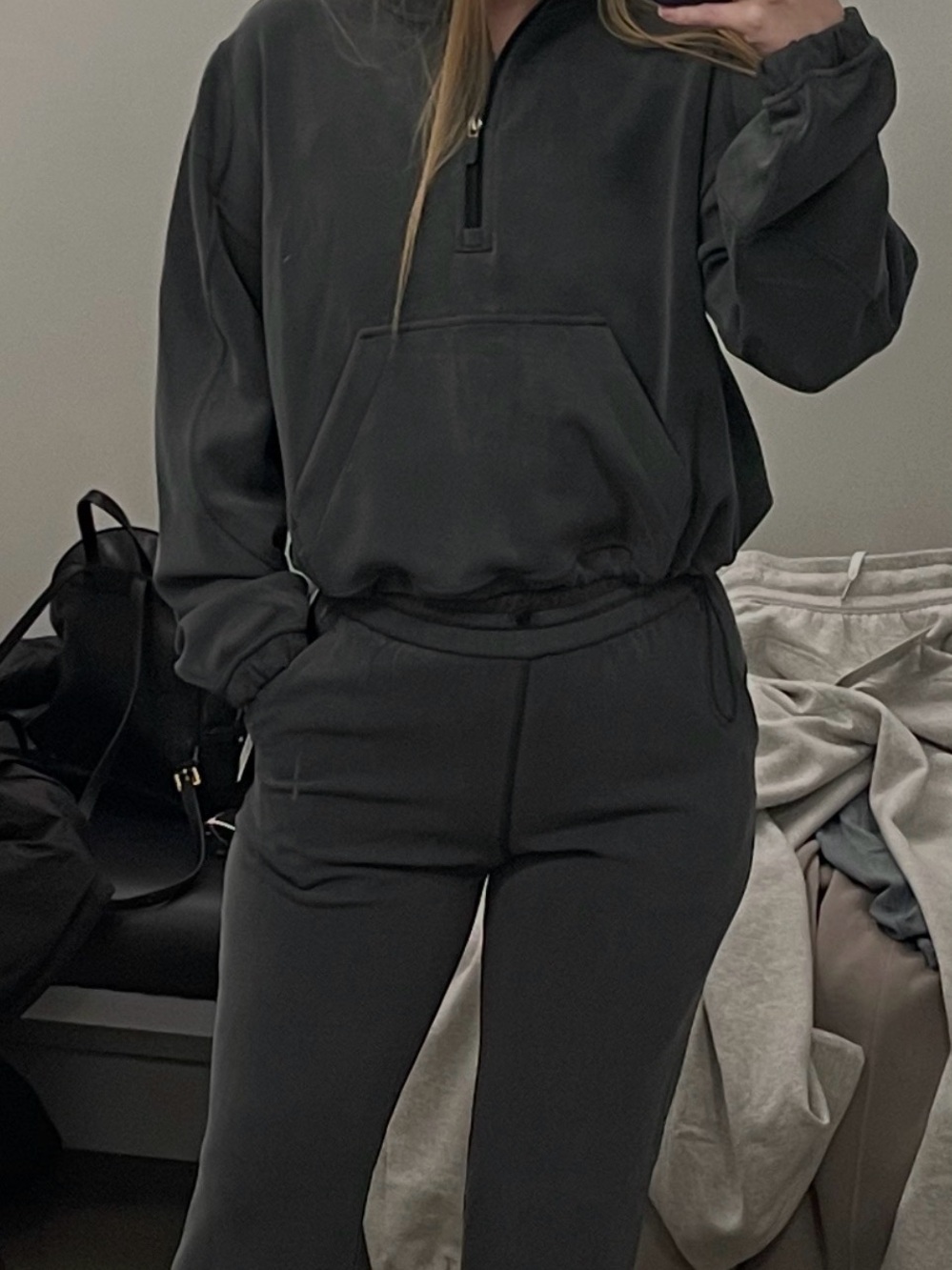 lululemon Softstreme Half-Zip & High-Rise Pintuck Pant Set - Grey Eucalyptus - Picture 3 of 3
